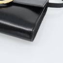 CELINE Circle Shoulder Bag Leather Black Gold Auth 190717A-9