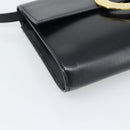 CELINE Circle Shoulder Bag Leather Black Gold Auth 190717A-14