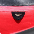 CELINE Circle Shoulder Bag Leather Black Gold Auth 190717A-12