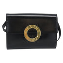CELINE Circle Shoulder Bag Leather Black Gold Auth 190717A-13