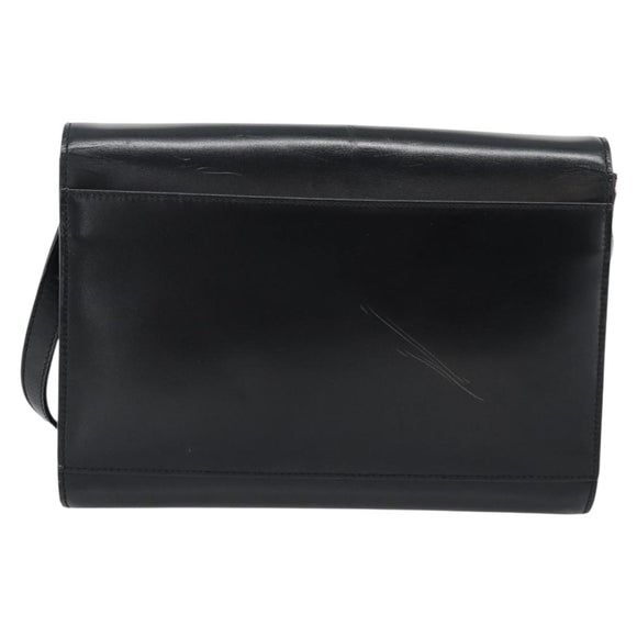 CELINE Circle Shoulder Bag Leather Black Gold Auth 190717A