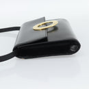 CELINE Circle Shoulder Bag Leather Black Gold Auth 190717A-3