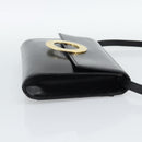 CELINE Circle Shoulder Bag Leather Black Gold Auth 190717A-4