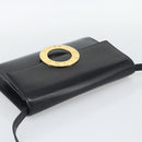 CELINE Circle Shoulder Bag Leather Black Gold Auth 190717A-6