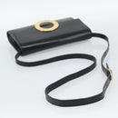 CELINE Circle Shoulder Bag Leather Black Gold Auth 190717A-7