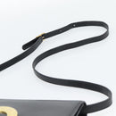 CELINE Circle Shoulder Bag Leather Black Gold Auth 190717A-8