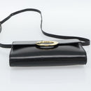 CELINE Circle Shoulder Bag Leather Black Gold Auth 190717A-5