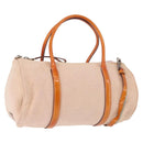 PRADA Hand Bag Canvas 2way Beige Silver Auth 190718-1