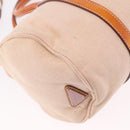 PRADA Hand Bag Canvas 2way Beige Silver Auth 190718-16