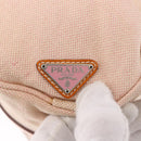 PRADA Hand Bag Canvas 2way Beige Silver Auth 190718-18