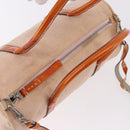 PRADA Hand Bag Canvas 2way Beige Silver Auth 190718-6