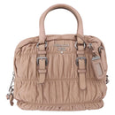 PRADA Gathered Hand Bag Leather 2way Pink Silver Auth 190719V-13