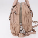 PRADA Gathered Hand Bag Leather 2way Pink Silver Auth 190719V-4