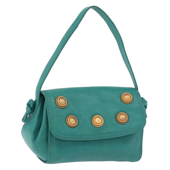 LOEWE Shoulder Bag Leather Green Gold Auth 190720A