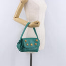 LOEWE Shoulder Bag Leather Green Gold Auth 190720A-29
