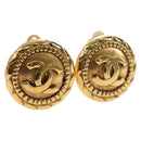 CHANEL COCO Mark Earring Metal Gold Tone CC Auth 190722M-1