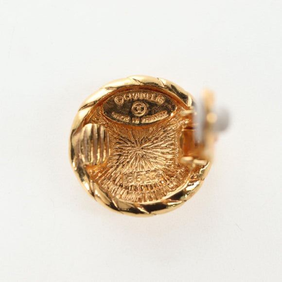 CHANEL COCO Mark Earring Metal Gold Tone CC Auth 190722M