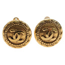 CHANEL COCO Mark Earring Metal Gold Tone CC Auth 190722M-2