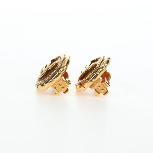 CHANEL COCO Mark Earring Metal Gold Tone CC Auth 190722M