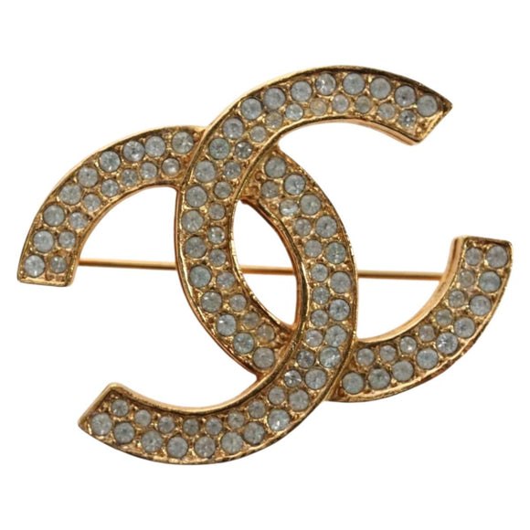CHANEL COCO Mark Brooch Metal Gold Tone CC Auth 190723M