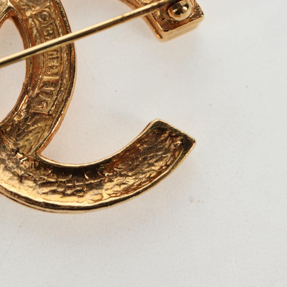 CHANEL COCO Mark Brooch Metal Gold Tone CC Auth 190723M