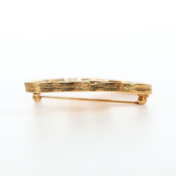 CHANEL COCO Mark Brooch Metal Gold Tone CC Auth 190723M