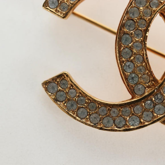 CHANEL COCO Mark Brooch Metal Gold Tone CC Auth 190723M