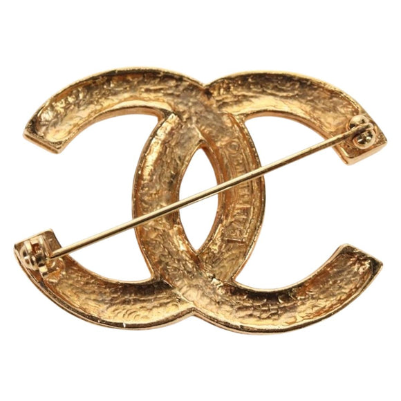 CHANEL COCO Mark Brooch Metal Gold Tone CC Auth 190723M