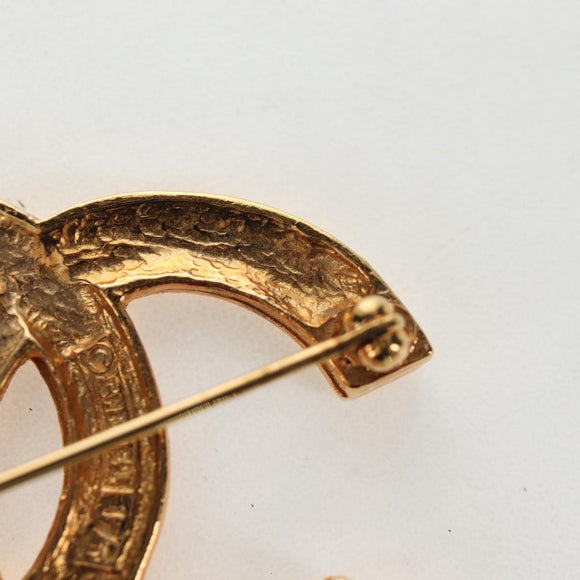 CHANEL COCO Mark Brooch Metal Gold Tone CC Auth 190723M