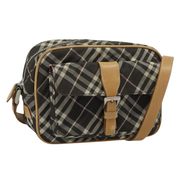 BURBERRY Nova Check Shoulder Bag Brown Silver Auth 190741