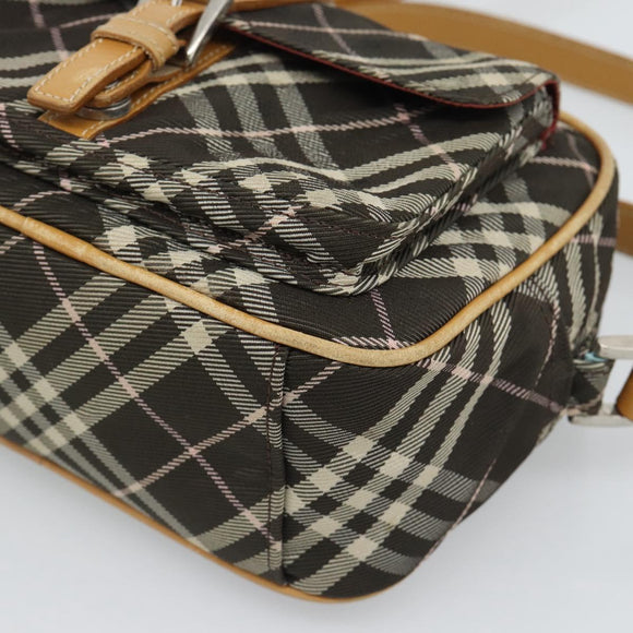BURBERRY Nova Check Shoulder Bag Brown Silver Auth 190741
