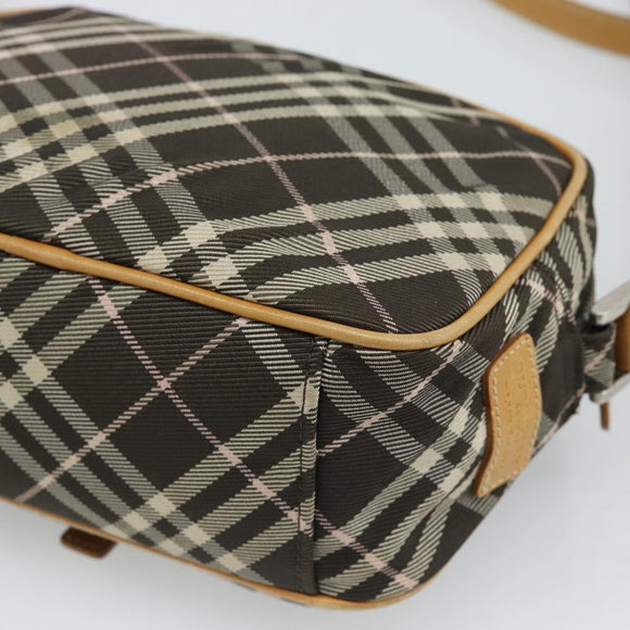 BURBERRY Nova Check Shoulder Bag Brown Silver Auth 190741