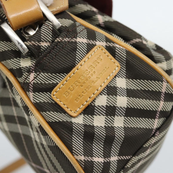 BURBERRY Nova Check Shoulder Bag Brown Silver Auth 190741