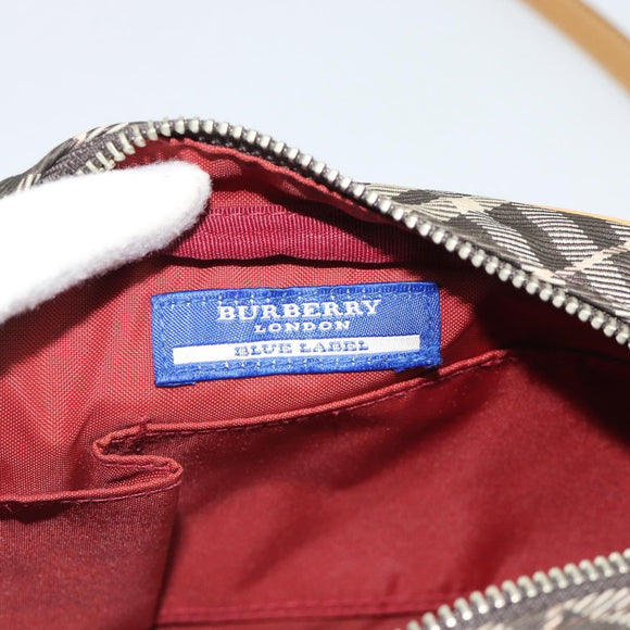 BURBERRY Nova Check Shoulder Bag Brown Silver Auth 190741