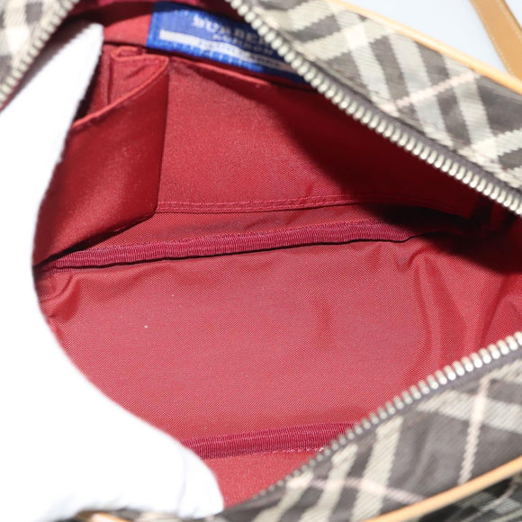 BURBERRY Nova Check Shoulder Bag Brown Silver Auth 190741