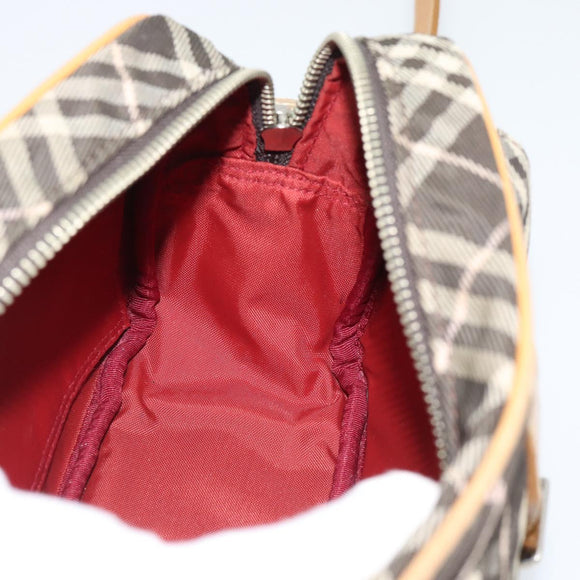 BURBERRY Nova Check Shoulder Bag Brown Silver Auth 190741