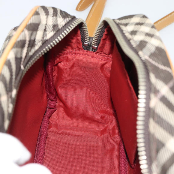 BURBERRY Nova Check Shoulder Bag Brown Silver Auth 190741