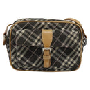 BURBERRY Nova Check Shoulder Bag Brown Silver Auth 190741-2