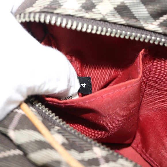 BURBERRY Nova Check Shoulder Bag Brown Silver Auth 190741