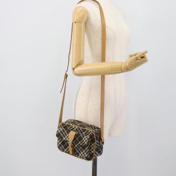 BURBERRY Nova Check Shoulder Bag Brown Silver Auth 190741