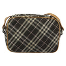 BURBERRY Nova Check Shoulder Bag Brown Silver Auth 190741-3
