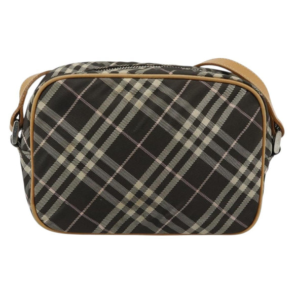 BURBERRY Nova Check Shoulder Bag Brown Silver Auth 190741