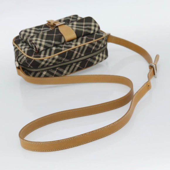 BURBERRY Nova Check Shoulder Bag Brown Silver Auth 190741