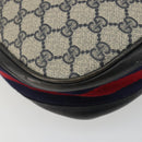 GUCCI GG Supreme Shoulder Bag PVC Leather Navy Gold Auth 190743-11
