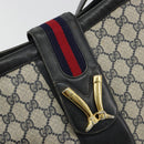 GUCCI GG Supreme Shoulder Bag PVC Leather Navy Gold Auth 190743-14