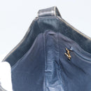 GUCCI GG Supreme Shoulder Bag PVC Leather Navy Gold Auth 190743-18