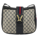 GUCCI GG Supreme Shoulder Bag PVC Leather Navy Gold Auth 190743-2