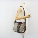 GUCCI GG Supreme Shoulder Bag PVC Leather Navy Gold Auth 190743-22