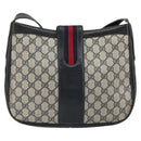GUCCI GG Supreme Shoulder Bag PVC Leather Navy Gold Auth 190743-3