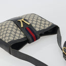GUCCI GG Supreme Shoulder Bag PVC Leather Navy Gold Auth 190743-6